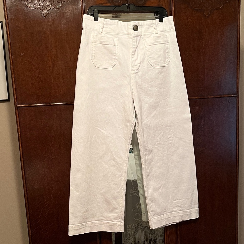 Anthropologie White Wide-Leg Jeans